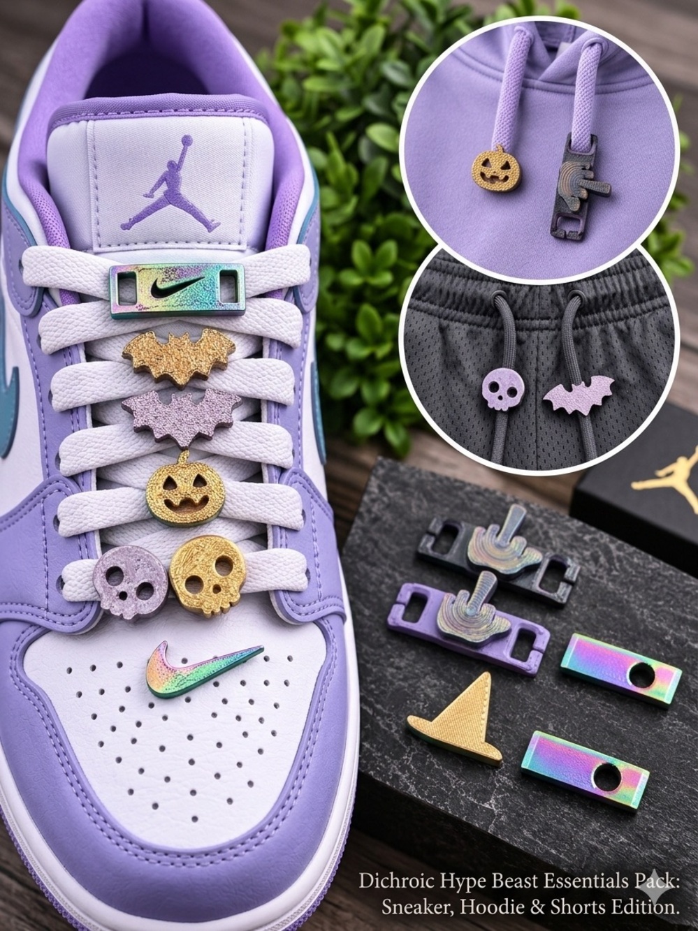 Lavender Halloween Sneaker & Accessory Charm Set